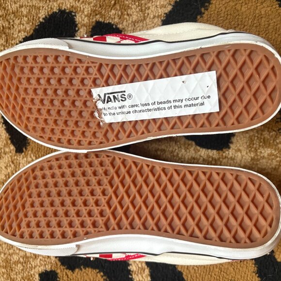 Vans Classic Slip-On – Red & White Checkerboard with Rhinestone Studs - Picture 2 of 8